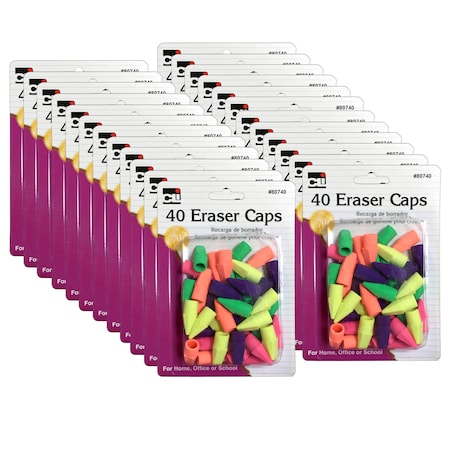 Charles Leonard Pencil Eraser Caps, Assorted Colors, PK960 80740